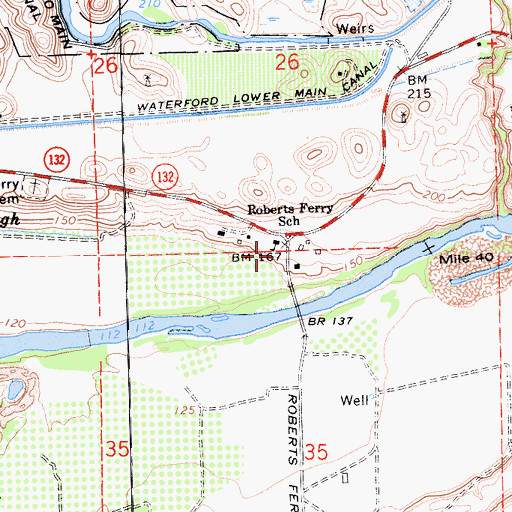 Topographic Map of Roberts Ferry Union Elementary School, CA