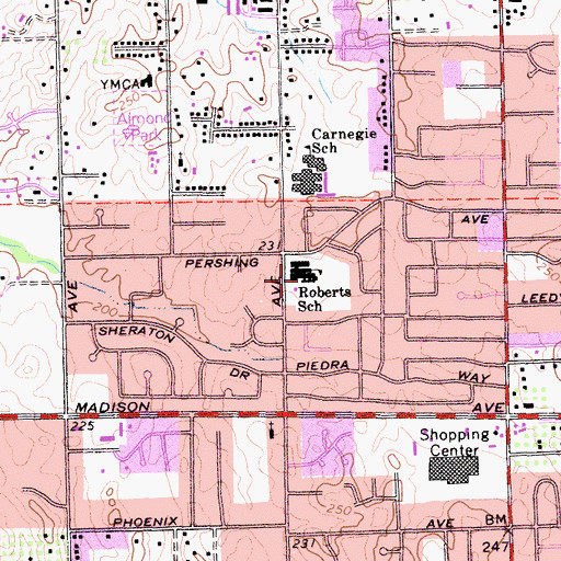 Topographic Map of Roberts Elementary School, CA