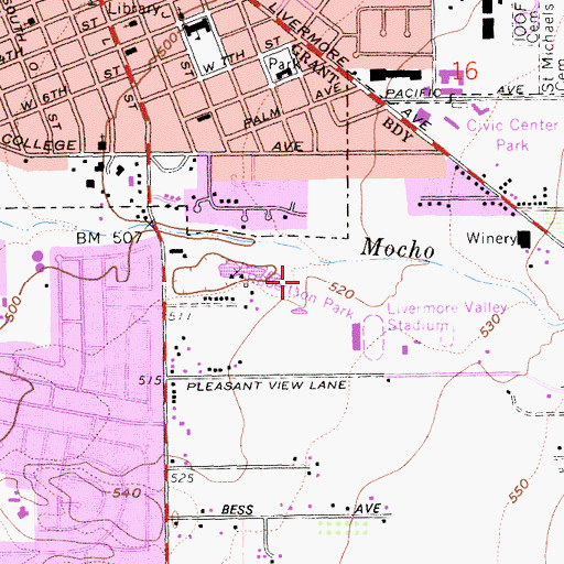 Topographic Map of Robertson Park, CA