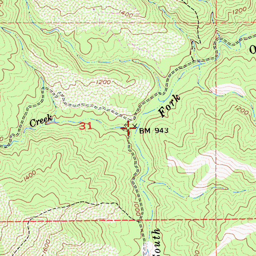 Topographic Map of Robison Creek, CA