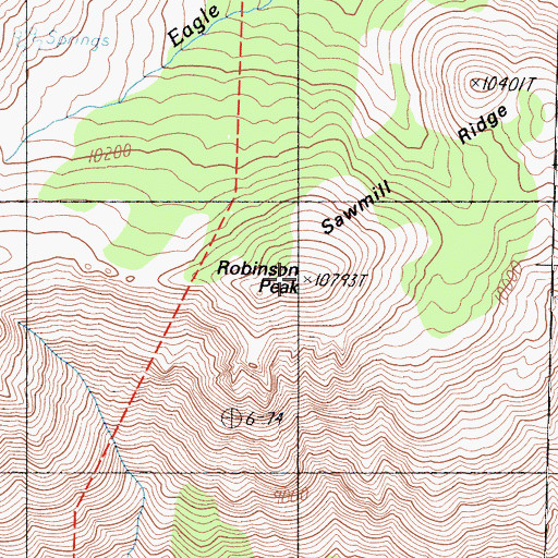 Topographic Map of Robinson Peak, CA