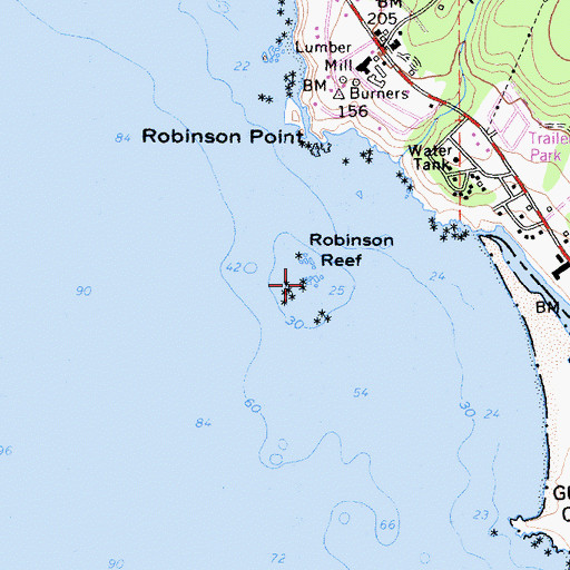 Topographic Map of Robinson Reef, CA