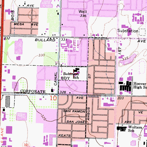 Topographic Map of Robinson Elementary School, CA