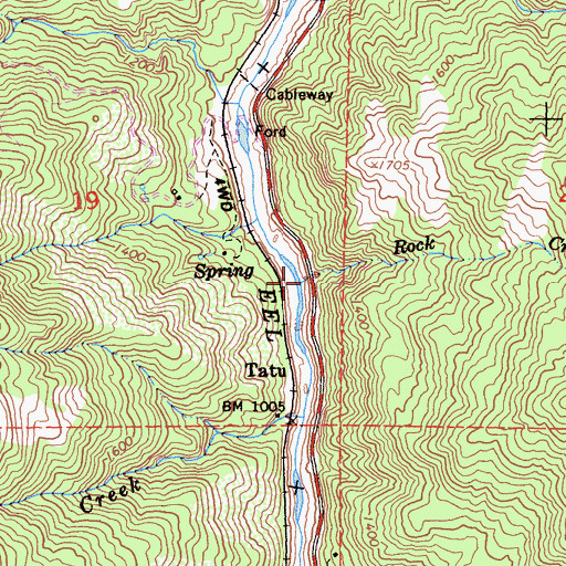 Topographic Map of Rock Creek, CA