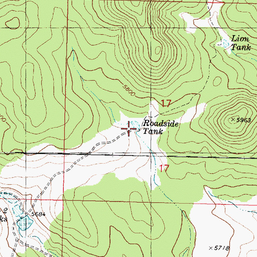 Topographic Map of Roadside Tank, AZ