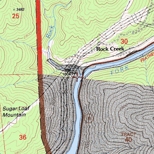 Topographic Map of Rock Creek, CA