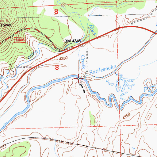Topographic Map of Rock Creek, CA