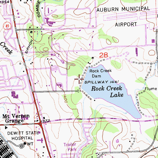 Topographic Map of Rock Creek Dam, CA