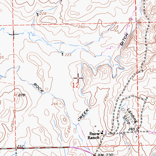 Topographic Map of Rock Creek Ditch, CA