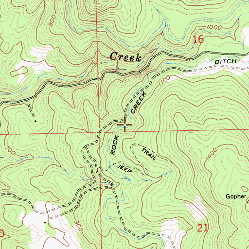 Topographic Map of Rock Creek Ditch, CA