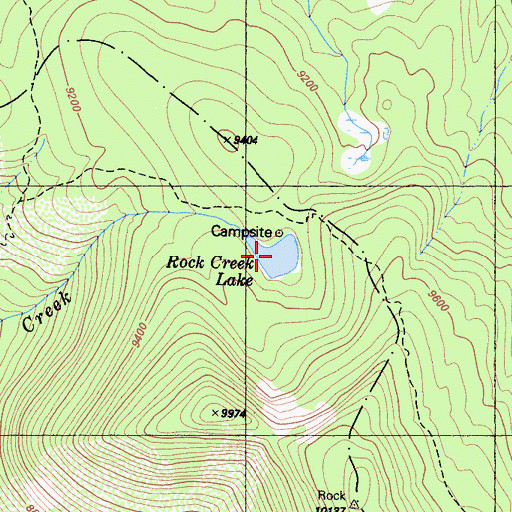 Topographic Map of Rock Creek Lake, CA