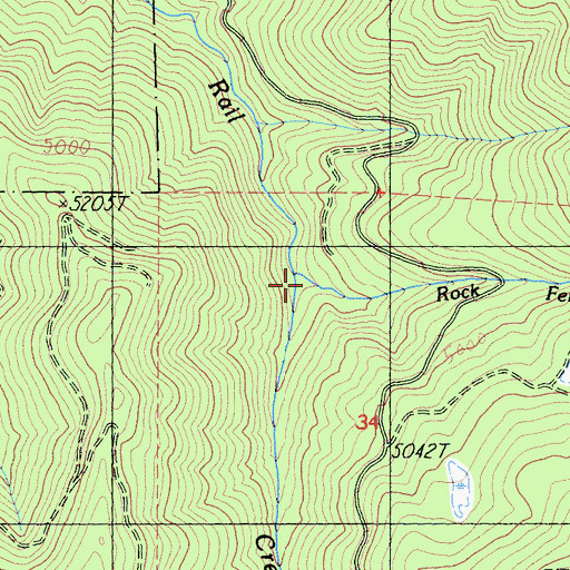 Topographic Map of Rock Fence Creek, CA