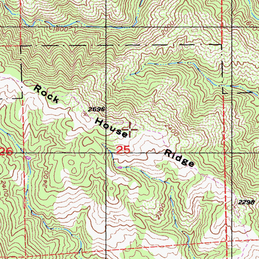 Topographic Map of Rock House Ridge, CA