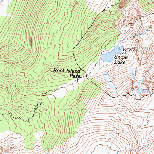 Topographic Map of Rock Island Pass, CA