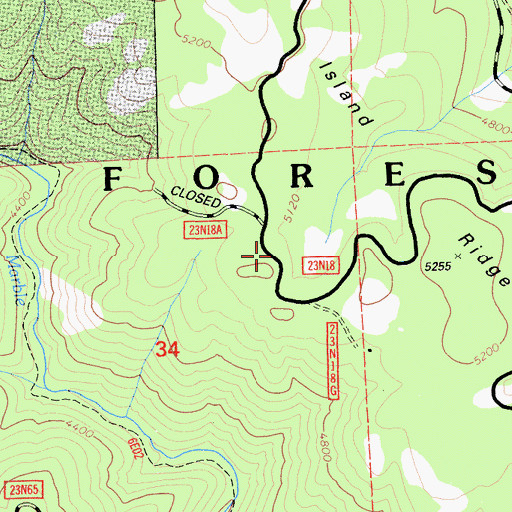 Topographic Map of Rock Island Ridge, CA