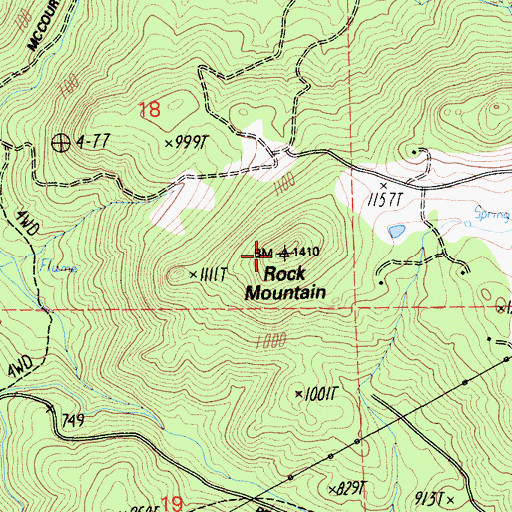 Topographic Map of Rock Mountain, CA