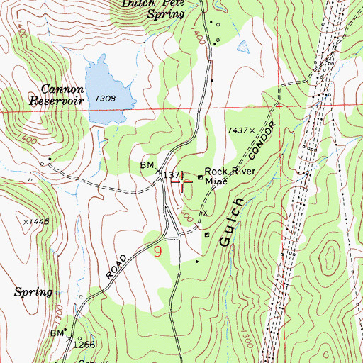 Topographic Map of Rock River Mine, CA