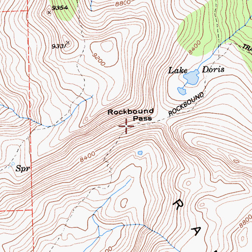 Topographic Map of Rockbound Pass, CA