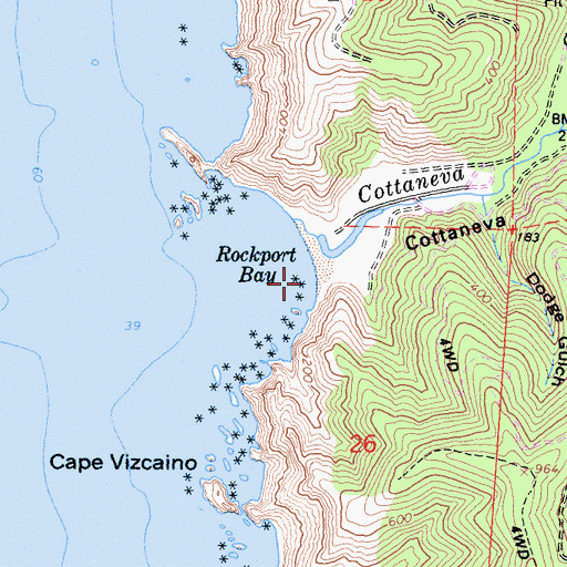 Topographic Map of Rockport Bay, CA