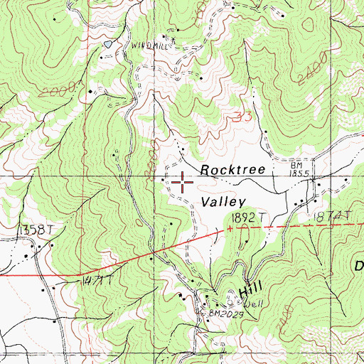 Topographic Map of Rocktree Valley, CA