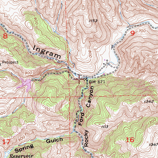 Topographic Map of Rocky Ford Canyon, CA