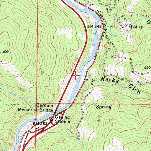 Topographic Map of Rocky Glen Creek, CA