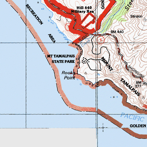 Topographic Map of Rocky Point, CA