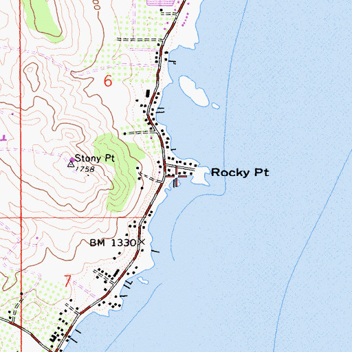 Topographic Map of Rocky Point, CA