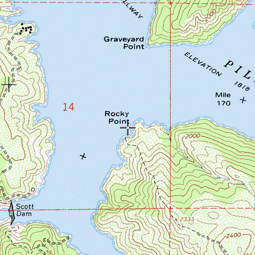 Topographic Map of Rocky Point, CA