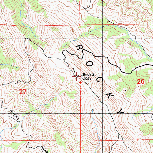 Topographic Map of Rocky Ridge, CA