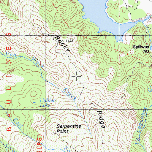 Topographic Map of Rocky Ridge, CA