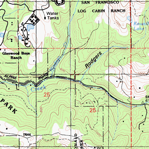 Topographic Map of Rodgers Gulch, CA