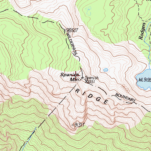 Topographic Map of Rodgers Ridge, CA