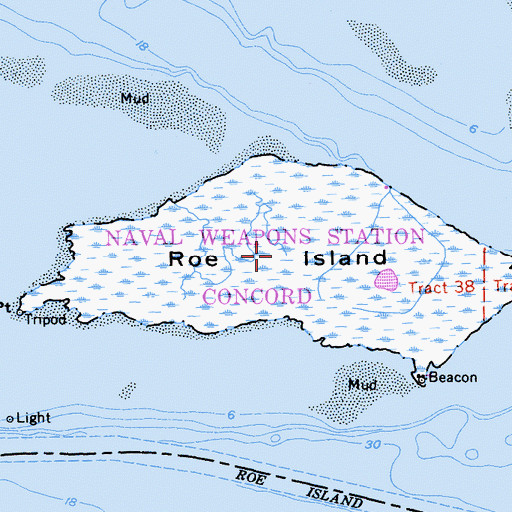 Topographic Map of Roe Island, CA