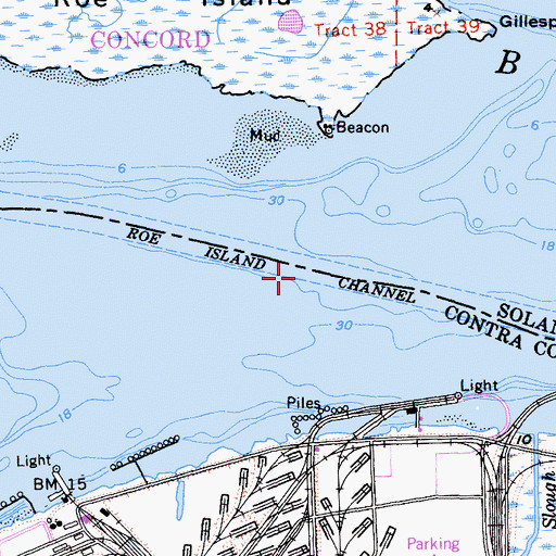 Topographic Map of Roe Island Channel, CA