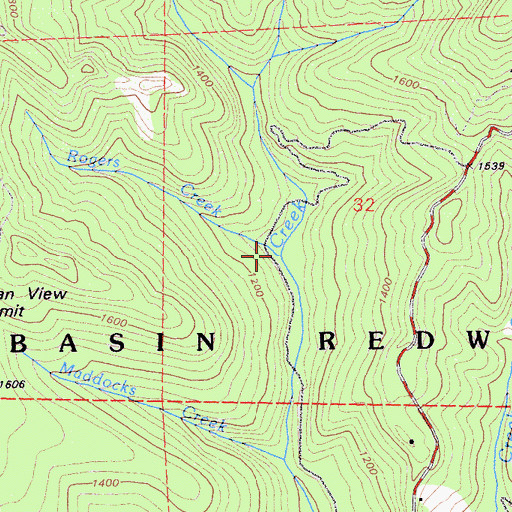 Topographic Map of Rogers Creek, CA