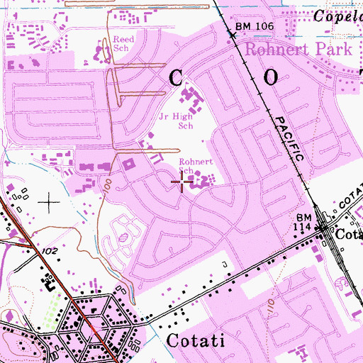 Topographic Map of Waldo Rohnert Elementary School, CA