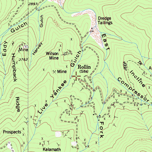 Topographic Map of Rollin, CA