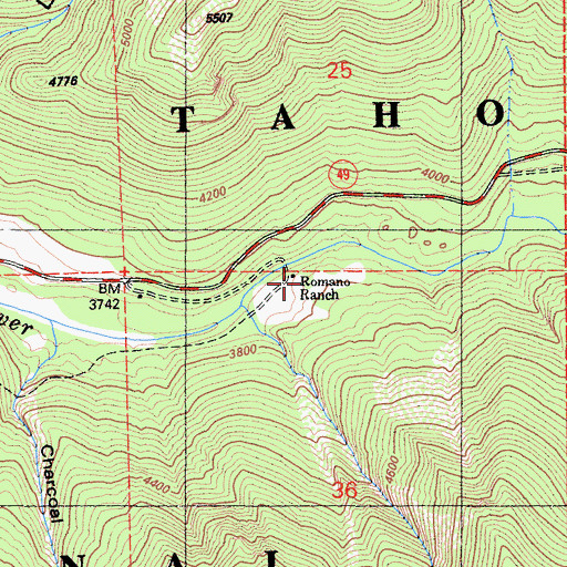 Topographic Map of Romano Ranch, CA