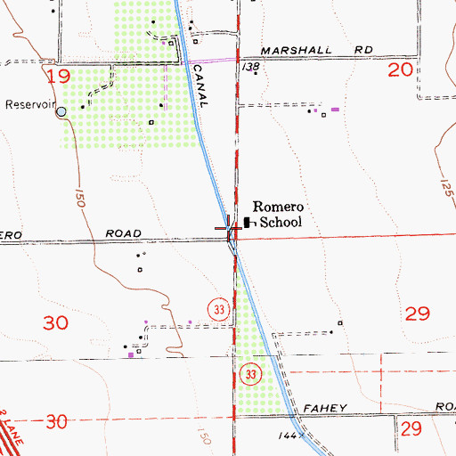 Topographic Map of Romero School, CA