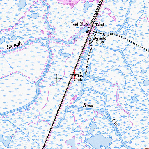 Topographic Map of Roos Club, CA