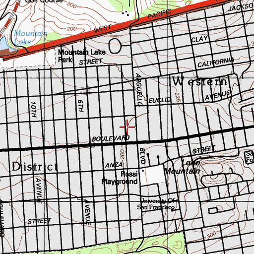 Topographic Map of Roosevelt Middle School, CA