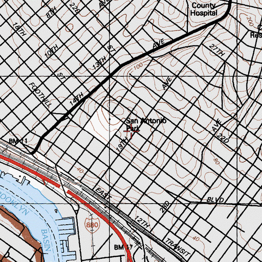 Topographic Map of Roosevelt Middle School, CA