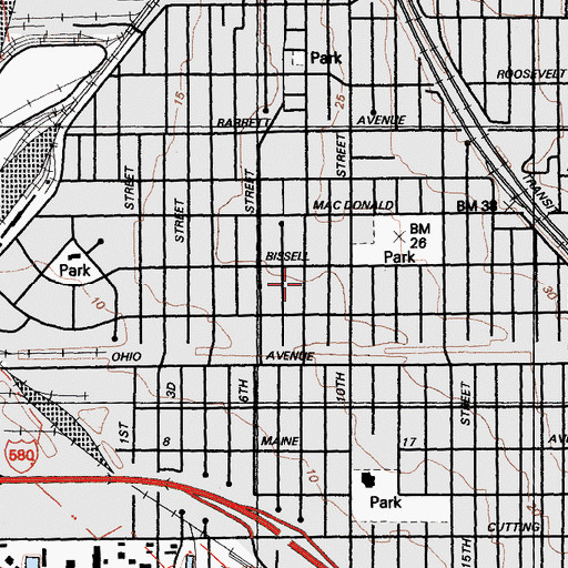 Topographic Map of Samuel Gompers Continuation High School, CA