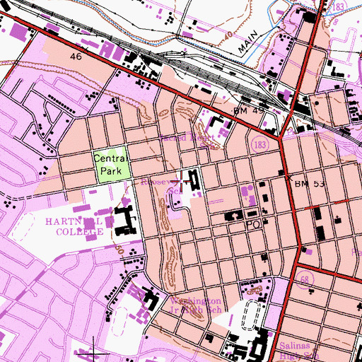 Topographic Map of Roosevelt Elementary School, CA