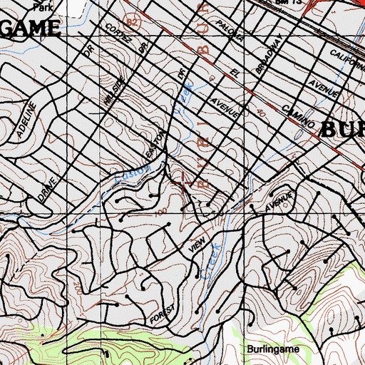 Topographic Map of Roosevelt Elementary School, CA