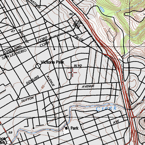 Topographic Map of Roosevelt Elementary School, CA