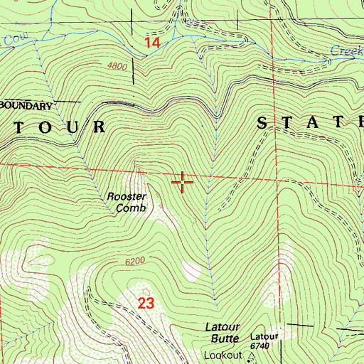 Topographic Map of Rooster Comb, CA