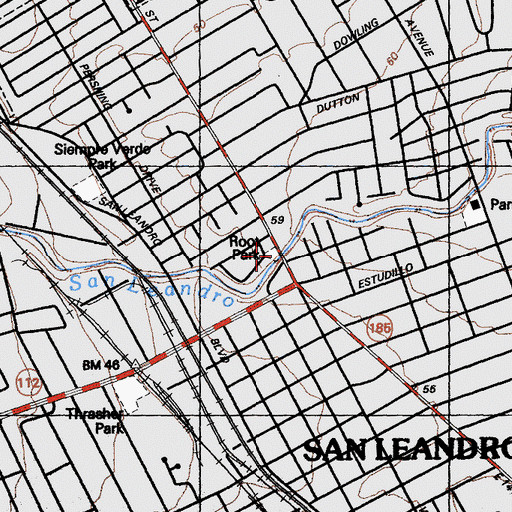 Topographic Map of Root Park, CA
