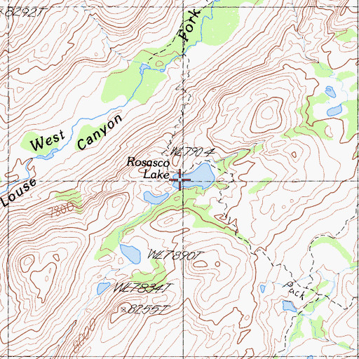 Topographic Map of Rosasco Lake, CA